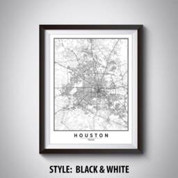 Houston Tx Map Art Print Vintage Style Travel Poster - thumbnail 2