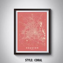 Houston Tx Map Art Print Vintage Style Travel Poster - thumbnail 3