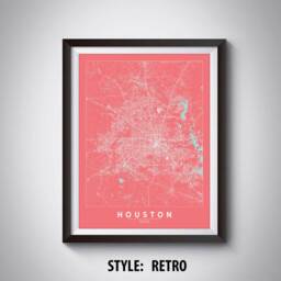 Houston Tx Map Art Print Vintage Style Travel Poster - thumbnail 4