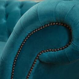 3 Seater Teal Velvet Chesterfield Sofa, British Handmade - thumbnail 2