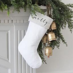 Christmas Stocking Personalized - Customized Name Stockings Red Green Stonewashed Linen Custom Xmas Sock - thumbnail 3