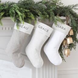 Christmas Stocking Personalized - Customized Name Stockings Red Green Stonewashed Linen Custom Xmas Sock - thumbnail 2