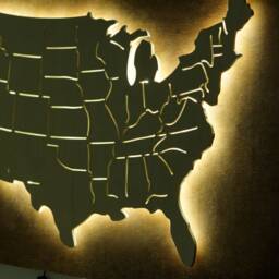 Led Wood Map Of Usa Glowing 3D Wall Decor - thumbnail 3