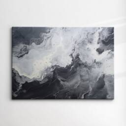 Grey Contemporary Marble Abstract Oil Painting Spiral Style Wall Art, Framed Canvas Poster Print, Home Kitchen Office Room Decor, Gifts - thumbnail 3