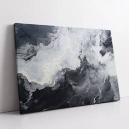 Grey Contemporary Marble Abstract Oil Painting Spiral Style Wall Art, Framed Canvas Poster Print, Home Kitchen Office Room Decor, Gifts - thumbnail 2