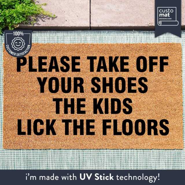 Please Take Off Your Shoes - The Kids Lick Floor Personalized Funny Door Mat Housewarming Gift Doormat - image 1