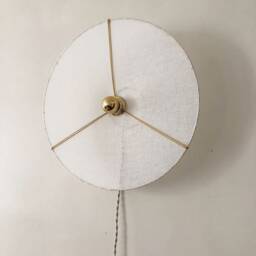 Luna Portable Wall Light in White Linen Veil D.45 cm - Fixed Version On Request - thumbnail 2