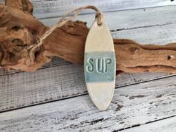 Ceramic Surfboard - Ornament Wall Hanging- Holiday- Christmas Tree- Decoration- Decor- Surf Art- Surfing Gift- Surfer-Sup- Paddle Board