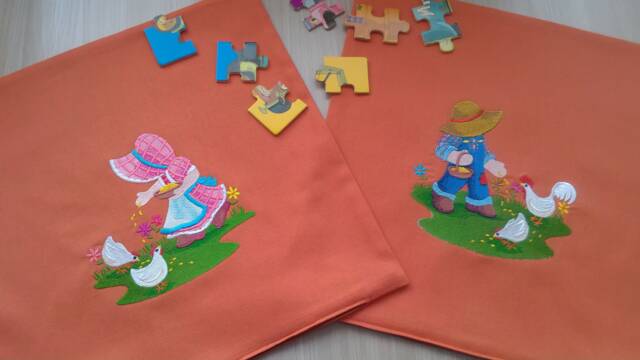 "Baby Pillow Cases With Embroidery ""In The Village" - image 1