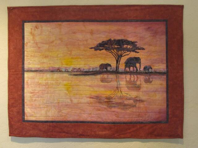 "African Landscape Wall Hanging -"" Elephant Walk" - image 1