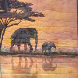 "African Landscape Wall Hanging -"" Elephant Walk" - thumbnail 2
