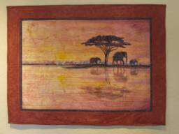"African Landscape Wall Hanging -"" Elephant Walk" - thumbnail 1