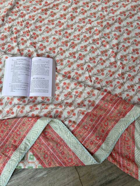 Handmade Floral Jaipuri Dohar Reversible Cotton Bedspread - image 1