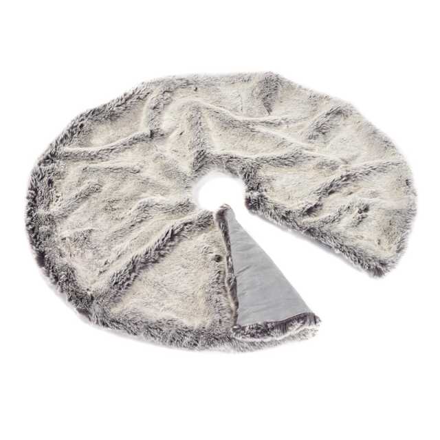 Grey Luxury Faux Fur Tree Skirt, Superior Fake Christmas Decor - image 1