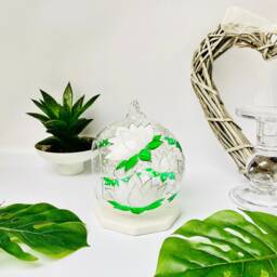 Hand Painted Water Lily Glass Tealight Holder With Metal Stand - thumbnail 4