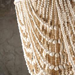 Boho Beaded Chandelier Natural Wood Bohemian Lampshade - thumbnail 3