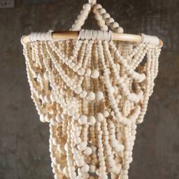 Boho Beaded Chandelier Natural Wood Bohemian Lampshade - thumbnail 2