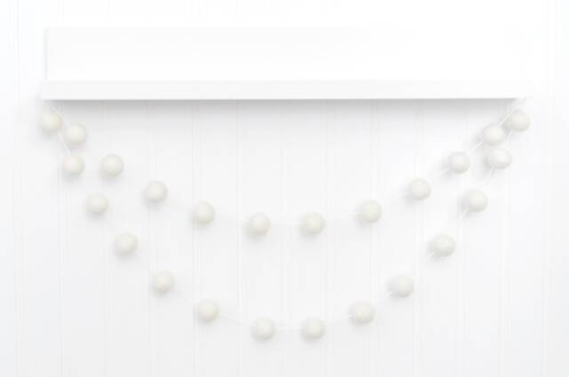 White Felt Ball Garland Wool Christmas Banner, Tree Decor - image 1
