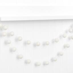 White Felt Ball Garland Wool Christmas Banner, Tree Decor - thumbnail 3