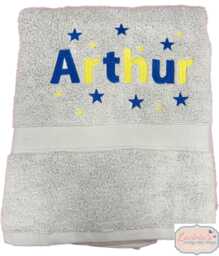 Embroidered Name Boys Swimming Towel, Stars Design, Personalised Kids Gift - thumbnail 1