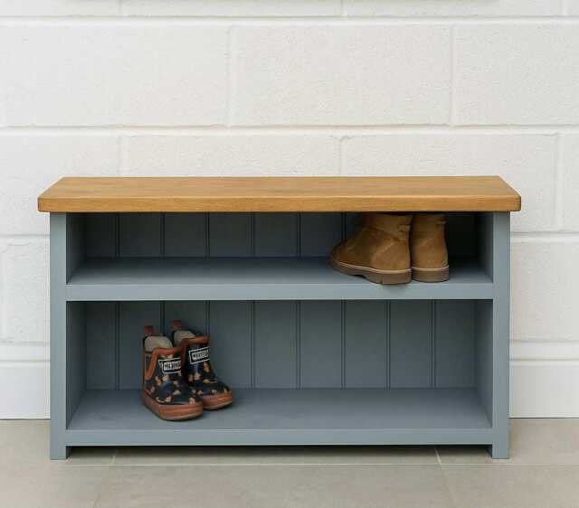 Handmade Rustic Wooden Shoe Storage Bench With Shelf - image 1