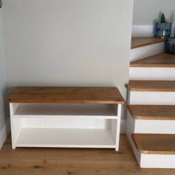 Handmade Rustic Wooden Shoe Storage Bench With Shelf - thumbnail 2