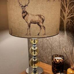 Fryetts Glencoe Stag Drum Lampshade , Table Lamp Pendant, Ceiling Shade, Wildlife Animal Custom Lampshade, Handmade in UK - thumbnail 3