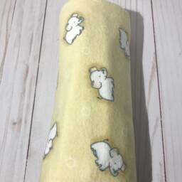 Reversible Baby Blanket, Flannel, Elephant Yellow Mulit Color Boy Girl Neutral - thumbnail 2