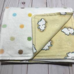 Reversible Baby Blanket, Flannel, Elephant Yellow Mulit Color Boy Girl Neutral - thumbnail 3