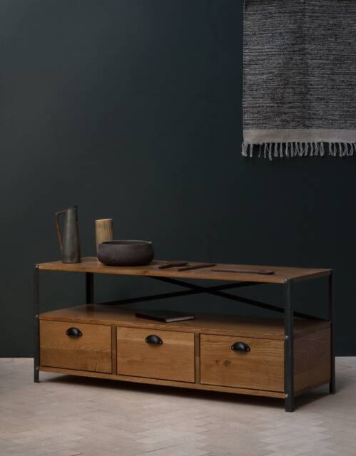Konk ??? Industrial Tv Stand [Drawers] Bespoke Sizes Available Oak & Steel Console, Low Sideboard With Storage - image 1