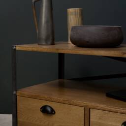 Konk ??? Industrial Tv Stand [Drawers] Bespoke Sizes Available Oak & Steel Console, Low Sideboard With Storage - thumbnail 3