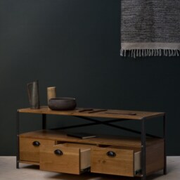 Konk ??? Industrial Tv Stand [Drawers] Bespoke Sizes Available Oak & Steel Console, Low Sideboard With Storage - thumbnail 2
