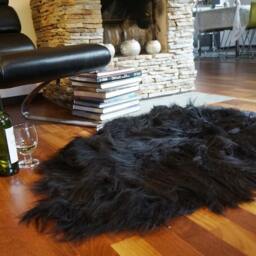 Sheepskin Icelandic Black X Rug Genuine Natural Sheepskin Rugs Carpet Outdoor Cheap Shag Throw - thumbnail 2