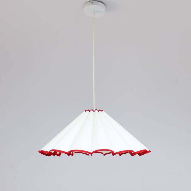 Handmade White Fabric Pendant Lamp With Red Trim For Home Decor-10# - image 1