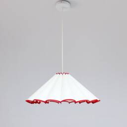 Handmade White Fabric Pendant Lamp With Red Trim For Home Decor-10# - thumbnail 1