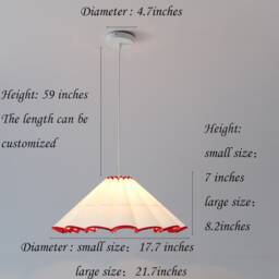 Handmade White Fabric Pendant Lamp With Red Trim For Home Decor-10# - thumbnail 2