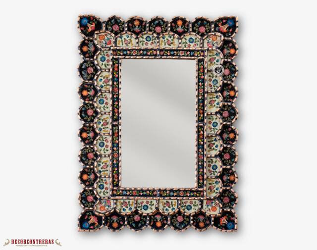"Decorative Cuzcaja Wall Mirror 23.6x17.7In ""Black Blossom" - image 1