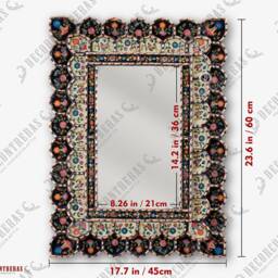 "Decorative Cuzcaja Wall Mirror 23.6x17.7In ""Black Blossom" - thumbnail 4