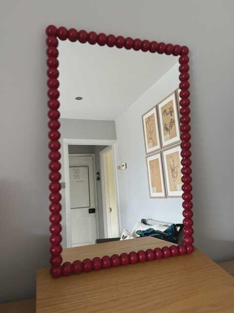 Handmade Full Round Bobbin Mirror, Handpainted Wood Frame, Various Sizes, Any Size Up To 100cm X - image 1
