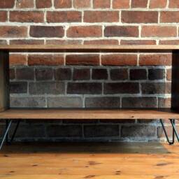 Solid Oak Record Player Stand & Vinyl Storage With Brass Inlay - thumbnail 3
