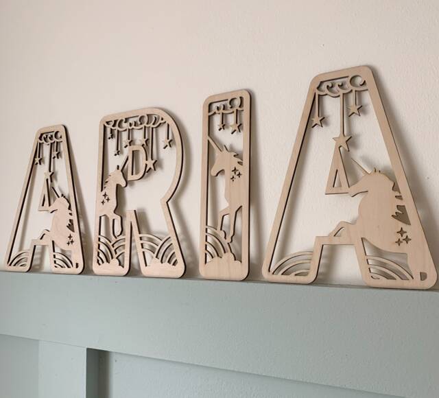 Unicorn Letters, Name Sign Wood, Unicorn Sign, Personalised Name Sign, Custom Name, Theme Decor, Wall Art - image 1