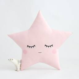 Girl & Boy Nursery Decor Cushion Set, Cloud Star Pillow, Pink Gray Toddler Children Kids Newborn Gift Bed Cot Chair Baby Birthday - thumbnail 2