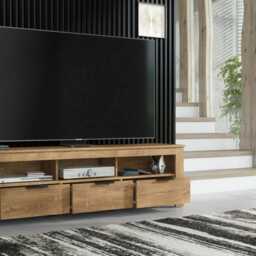 Furneo Tv Stand Dark Oak Effect 170cm Unit Cabinet Led Lights Prestigio 02 - thumbnail 3