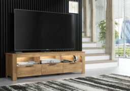 Furneo Tv Stand Dark Oak Effect 170cm Unit Cabinet Led Lights Prestigio 02 - thumbnail 1