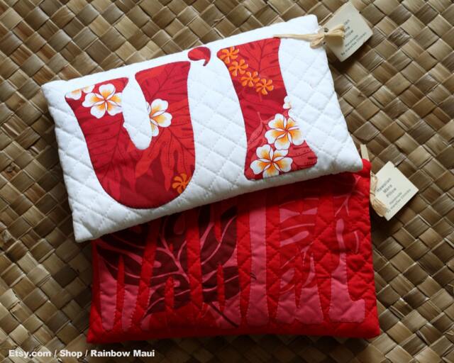 Hawaiian Appliqued Pillow - U'i Beauty, Handmade Maui Cushion - image 1