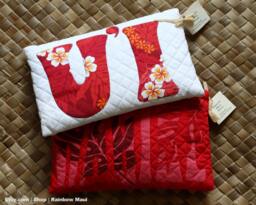 Hawaiian Appliqued Pillow - U'i Beauty, Handmade Maui Cushion - thumbnail 1