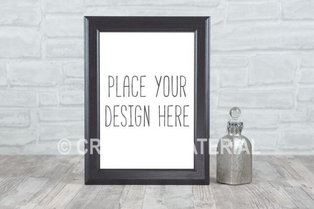 "Black Frame Mockup - Wood Styled Stock Photo Showcase Ratio 20cm X 30cm Or 8"" 11.75" - image 1