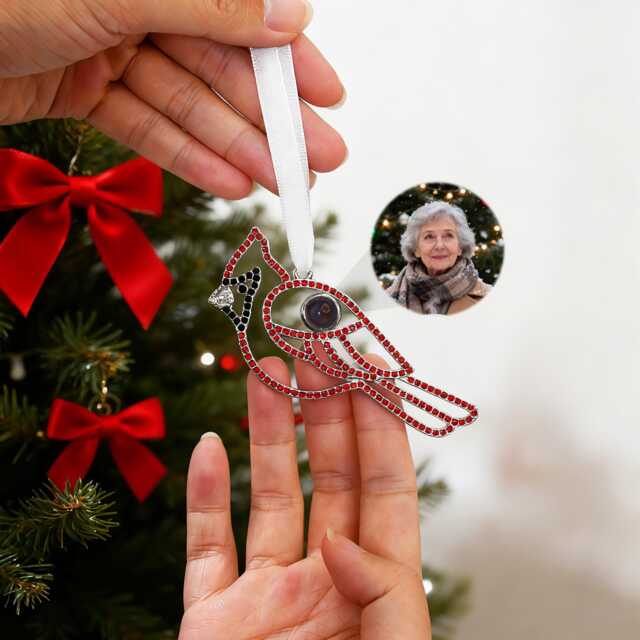 Personalized Christmas Photo Ornament, Memorial Cardinal Projection Decoration, Sympathy Keepsake, Loss Of Loved One Gift - image 1