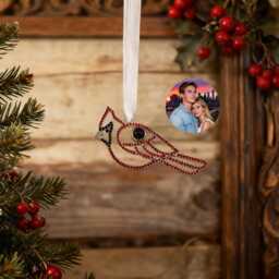 Personalized Christmas Photo Ornament, Memorial Cardinal Projection Decoration, Sympathy Keepsake, Loss Of Loved One Gift - thumbnail 2