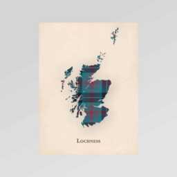 Clan Lochness Scottish Tartan Map - Of Scotland Family Wall Decor, Ready To Hang - thumbnail 2